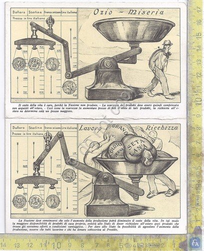 Cartoncino doppio - Prestito Nazionale - Ozio Miseria Lavoro Ricchezza …