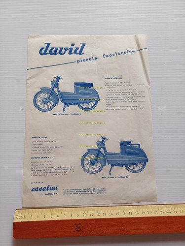 Casalini David 50 scooter Normale-Lusso 1957 depliant originale brochure