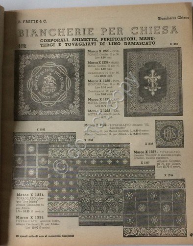 Catalogo vendita per corrispondenza - Fabbriche Telerie E. Frette - …