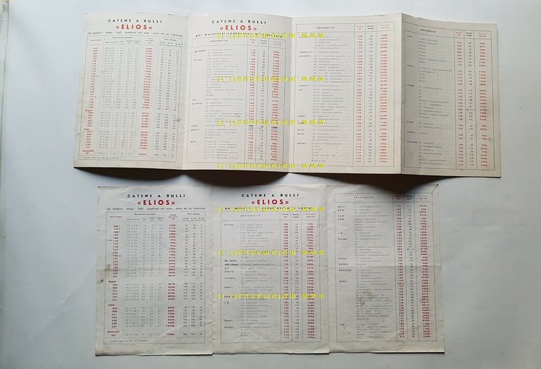 Catene Elios per moto 1954 1955 2 cataloghi originali