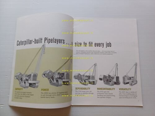 Caterpillar posatori di tubature anni 60 depliant originale USA