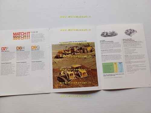 Caterpillar trattori cingolati D7 D8 D9 depliant anni 70 originale