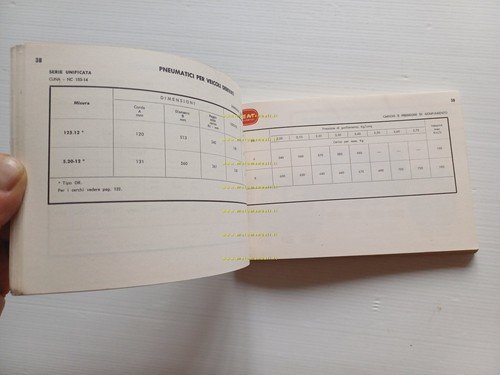 CEAT Pneumatici Catalogo Caratteristiche Tecniche Pneumatici 1963 originale