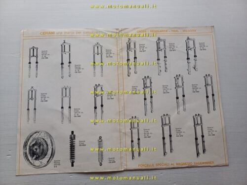 Ceriani produzione forcelle ammortizzatori anni 70 depliant italiano originale