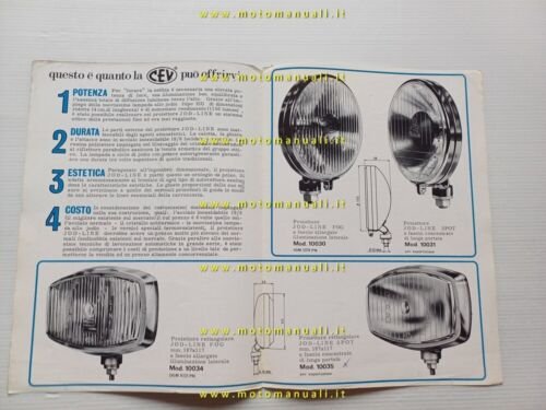 CEV catalogo proiettori fendinebbia JOD-LINE 1971 depliant originale