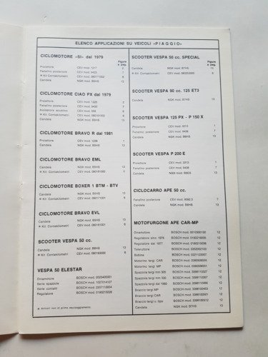 CEV catalogo ricambi originali elettrici Piaggio originale