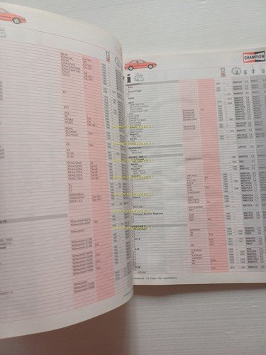 Champion guida applicazione candele auto 1992-93 manuale tabelle conversione