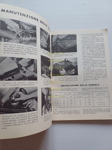 Champion guida applicazione candele moto auto 1956 manuale catalogo originale