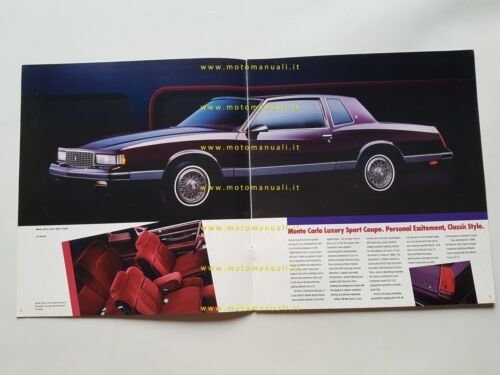 Chevrolet Monte Carlo Sport Coupè - SS 1986 depliant brochure …