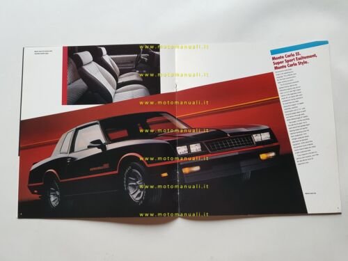 Chevrolet Monte Carlo Sport Coupè - SS 1986 depliant brochure …