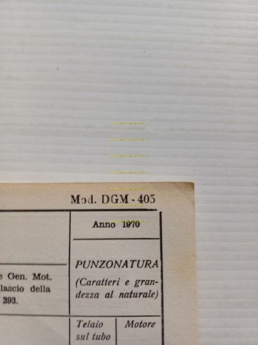 Chiorda 50 Commandos 1970 Facsimile originale scheda omologazione DGM Motorizz.
