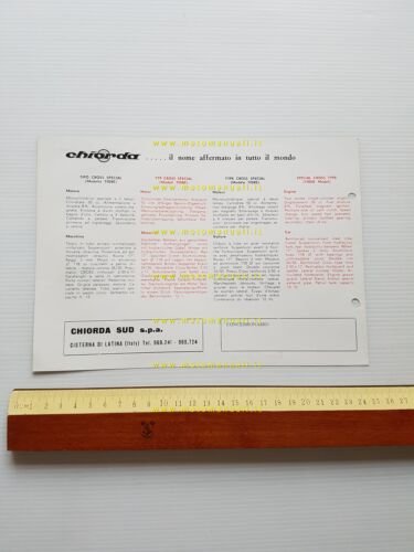 Chiorda 50 Cross Special Tigre 1969 depliant ITALIANO originale brochure