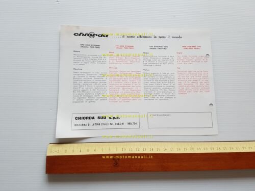 Chiorda 50 Piro-Piro 1969 depliant originale italiano