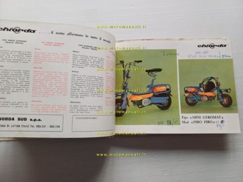 Chiorda produzione modelli ciclomotori biciclette 1969 depliant originale