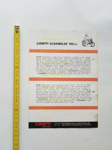 Cimatti 100 Scrambler 1969 depliant Italiano originale brochure