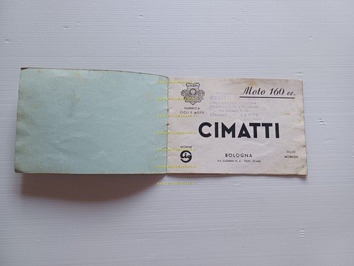 Cimatti 160 1953 circa manuale uso manutenzione italiano originale