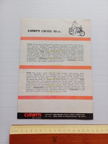 Cimatti 50 Cross depliant ITALIANO anni 60 originale