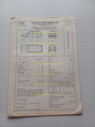 Citroen AMI 6 Break AMB 1967 agg. 12.67 scheda riconoscimento …