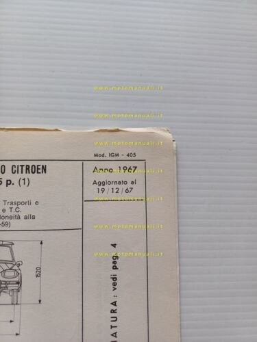 Citroen AMI 6 Break AMB 1967 agg. 12.67 scheda riconoscimento …