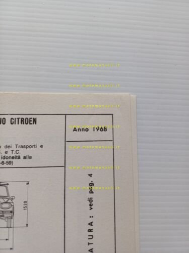 Citroen AMI 6 Break AMB 2 1968 scheda riconoscimento tipo …