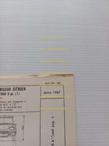 Citroen AMI 6 Break Weekend AMB 1967 scheda riconoscimento tipo …