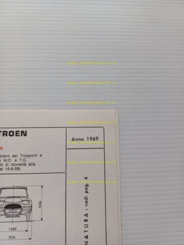 Citroen AMI 8 AM-JA 1969 scheda riconoscimento tipo Motorizzazione Facsimile