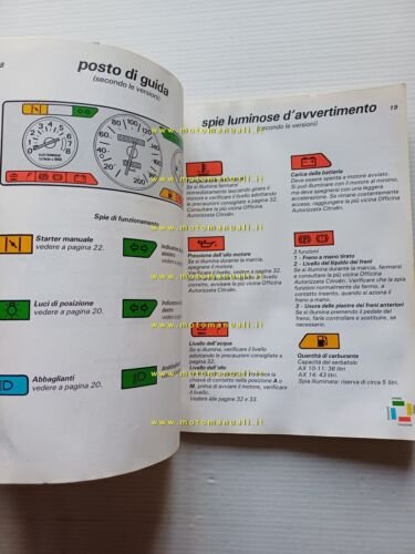 Citroen AX 1987 manuale uso manutenzione libretto istruzioni italiano originale