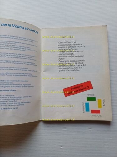 Citroen AX 1988 manuale uso manutenzione libretto istruzioni italiano originale