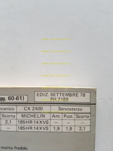 Citroen CX berlina benzina 2.0-2.4 1978 manuale uso libretto italiano …