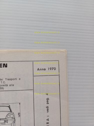 Citroen DS 21 1970 scheda riconoscimento tipo Motorizzazione Facsimile
