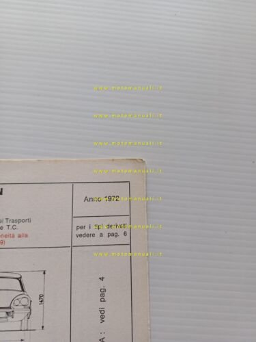 Citroen DS FE 1972 scheda riconoscimento tipo Motorizzazione Facsimile