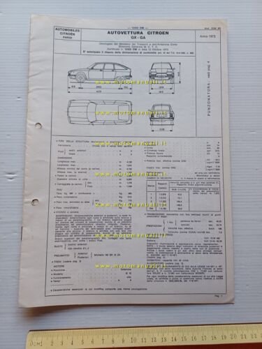 Citroen GS GX-GA 1973 scheda omologazione DGM Motorizzazione Facsimile