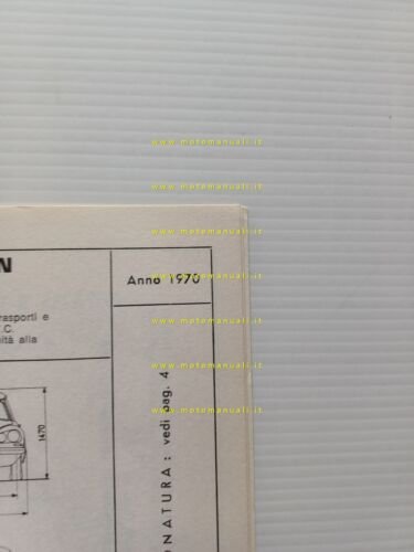 Citroen ID 20 1970 scheda riconoscimento tipo Motorizzazione Facsimile