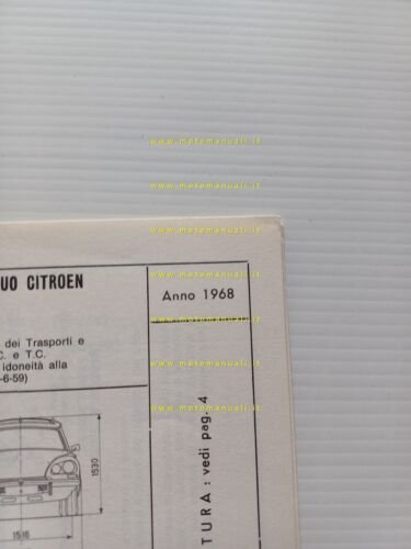 Citroen ID 20 F Break 1968 scheda riconoscimento tipo Motorizzazione …