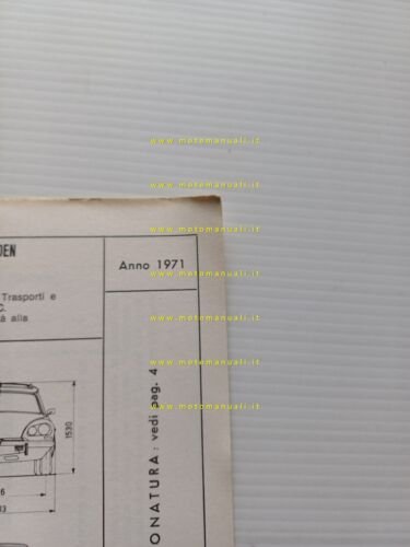Citroen ID 20 F Break 1971 scheda riconoscimento tipo Motorizzazione …