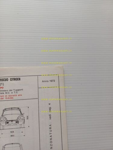 Citroen ID 20 F Break 1972 scheda riconoscimento tipo Motorizzazione …