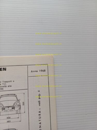 Citroen ID 21 F Familiare 1968 scheda riconoscimento tipo Motorizzazione …