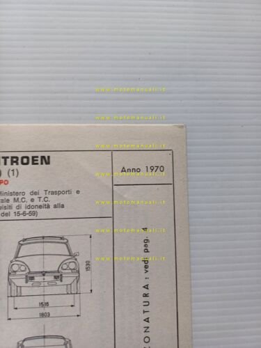 Citroen ID 21 F Familiare 1970 scheda riconoscimento tipo Motorizzazione …