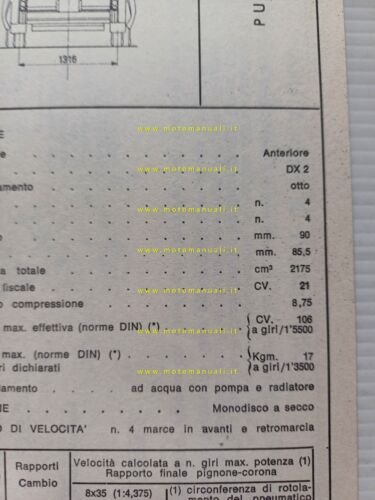 Citroen ID 21 F Familiare 1970 scheda riconoscimento tipo Motorizzazione …