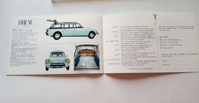 CItroen modelli produzione 1969 depliant originale auto epoca brochure