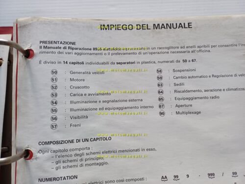 Citroen XM 1994 manuale officina impianti elettrici italiano originale