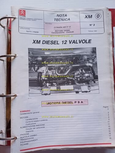 Citroen XM manuale officina Raccolta Note Tecniche 1989-95 italiano originale