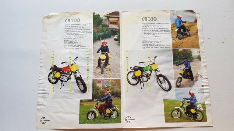 Clambo 50 CR 300-330 minimoto 1973 depliant originale ciclomotore brochure …