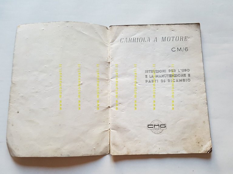 CMG CM/6 carriola a motore 1965 manuale uso + catalogo …