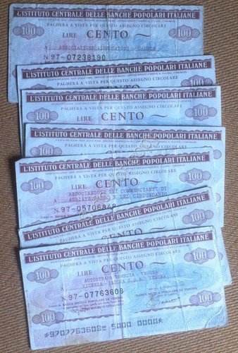 Collezionismo - Istituto Centrale Banche Popolari Italiane - 7 miniassegni …