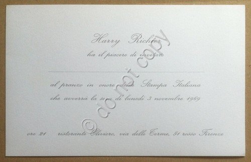 Collezionismo cartaceo - 1969 - Harry Richter - Invito pranzo … | Immagine principale