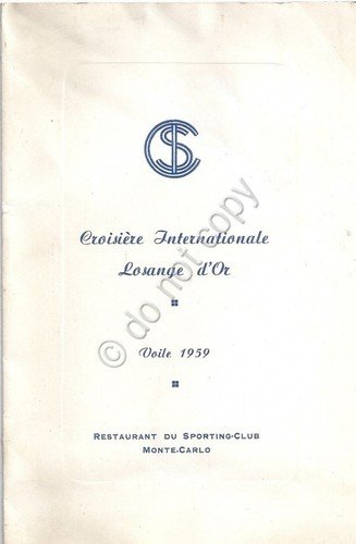 Collezionismo Cartaceo - Menu - Croisiere Internationale Losange d'Or - … | Immagine principale