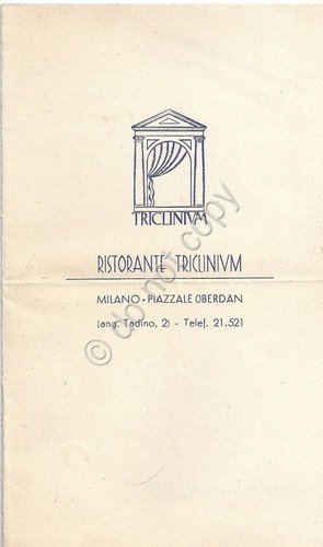 Collezionismo Cartaceo - Menu - Ristorante Triclinium - Milano - …