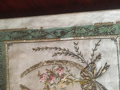 Coprilibro antico in seta e ricami cm 26 x 31,5 …