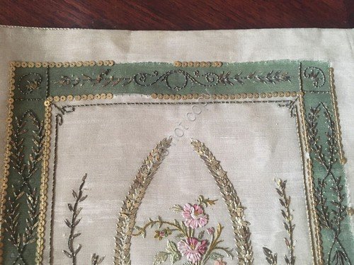 Coprilibro antico in seta e ricami cm 26 x 31,5 …